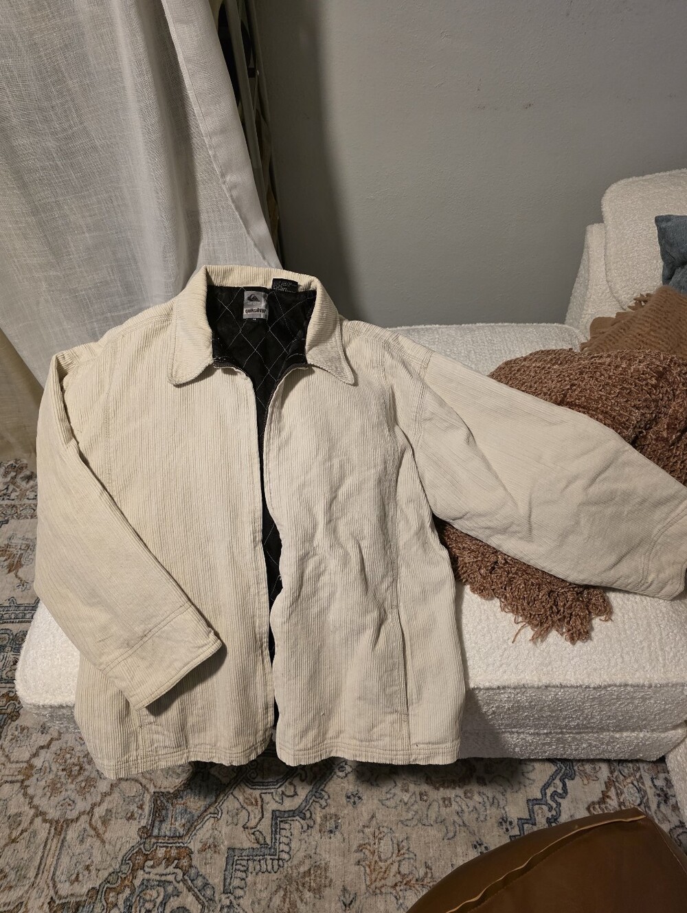 Quiksilver Cream Lightweight Quilted-Lined Shirt Jacket Men's Medium
